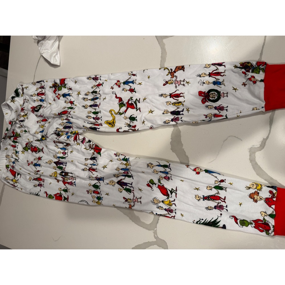 Pottery Barn Kids Dr Seuss The Grinch Christmas Pajamas Adult Large 2pc - Picture 6 of 7